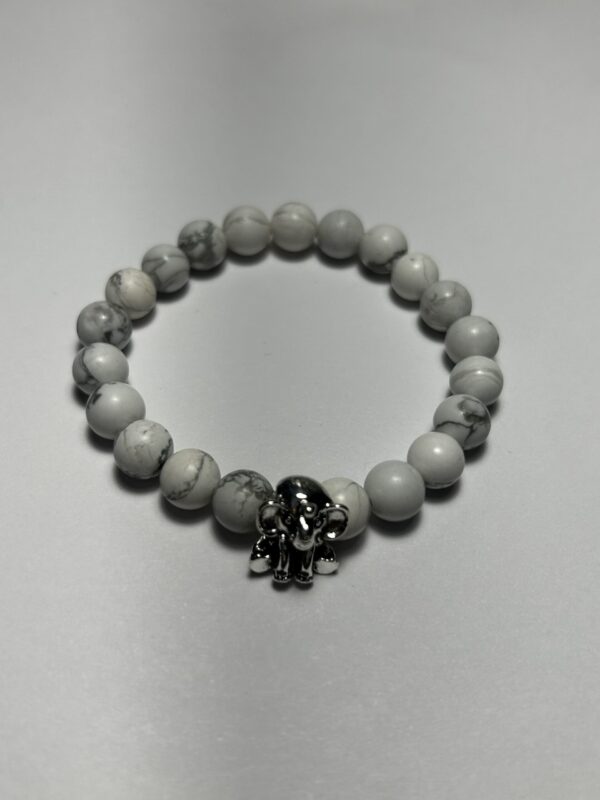 White Howlite Beads with Elephant Showpiece