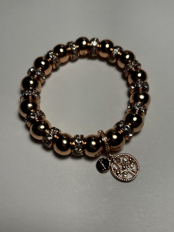 Rose Gold Hematite Beads with Rose Gold Spacers and Family Tree Showpiece