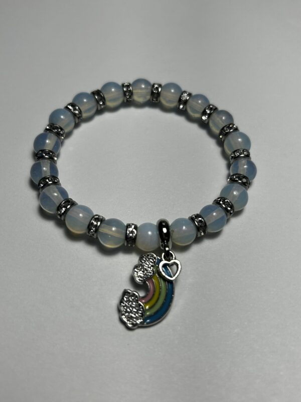 Opal Beads with Silver Spacers and Dangly - Image 2